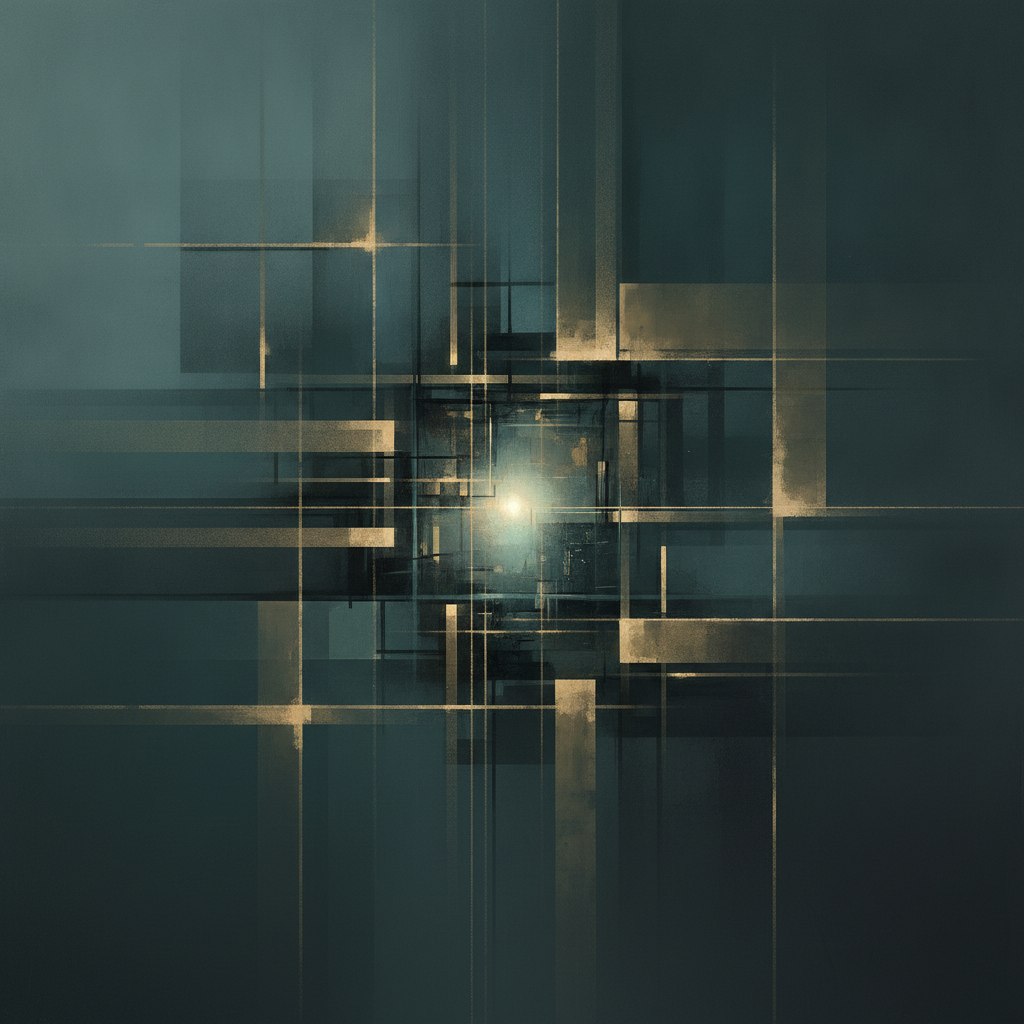 Abstract image of a person standing firmly amidst swirling digital patterns, symbolizing individual resilience in the AI