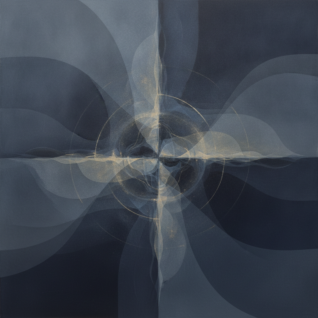 Abstract representation of human voice: intertwining sound waves, brain activity, and vocal cords.