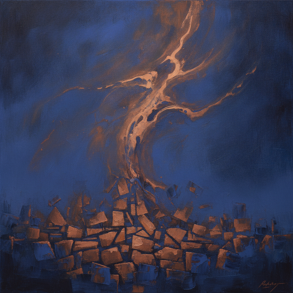 Conceptual art showing a broken ruler and a vibrant, intertwining vine against a dark background.