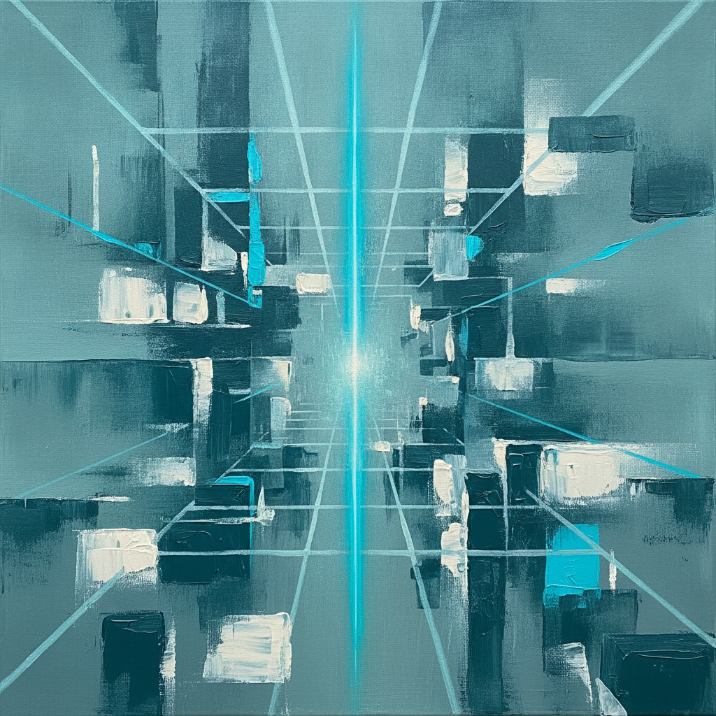 Abstract depiction of human decision-making and career path choices in a future shaped by artificial intelligence.