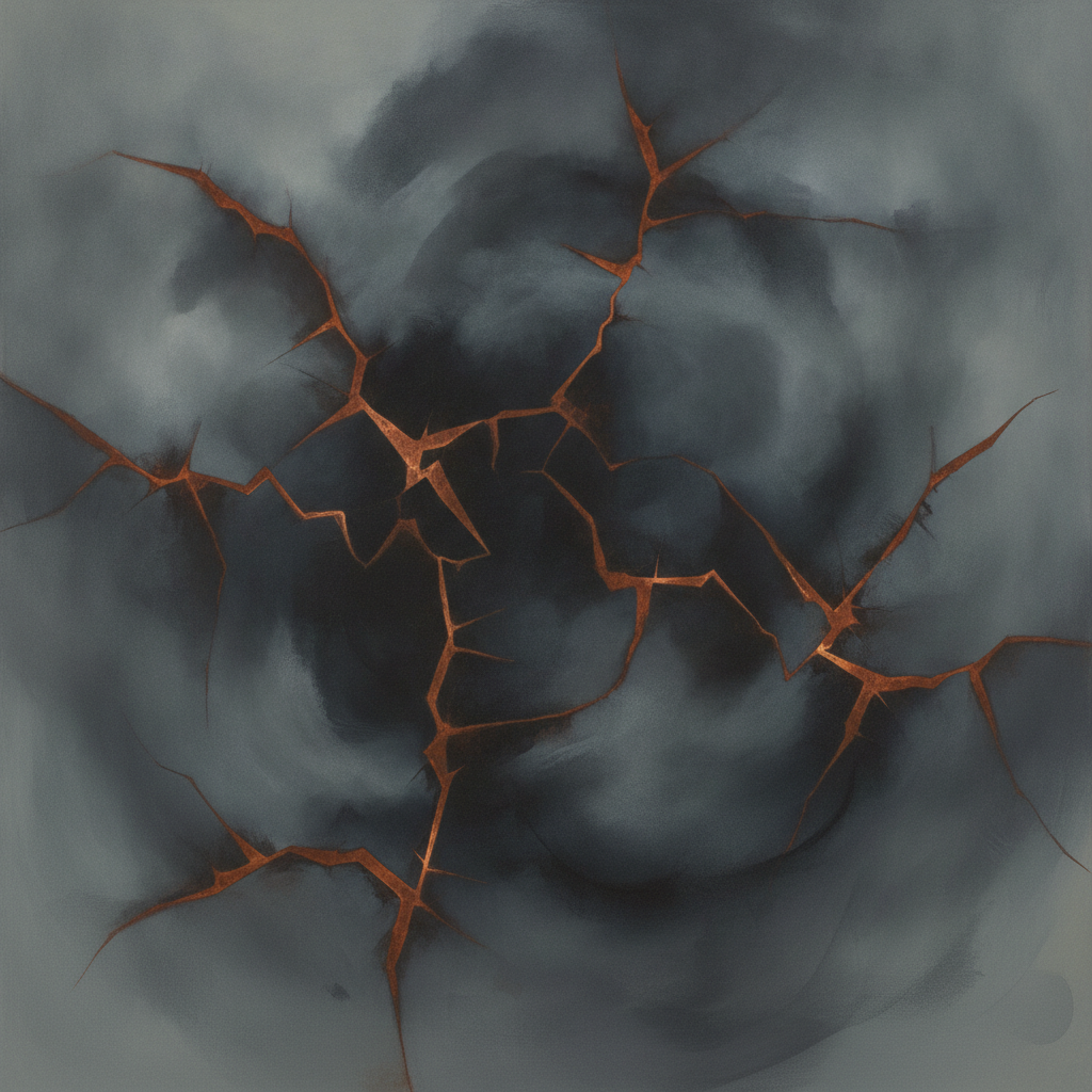 Abstract image of a human head with a distorted, fragmented mirror reflecting a warped reality.
