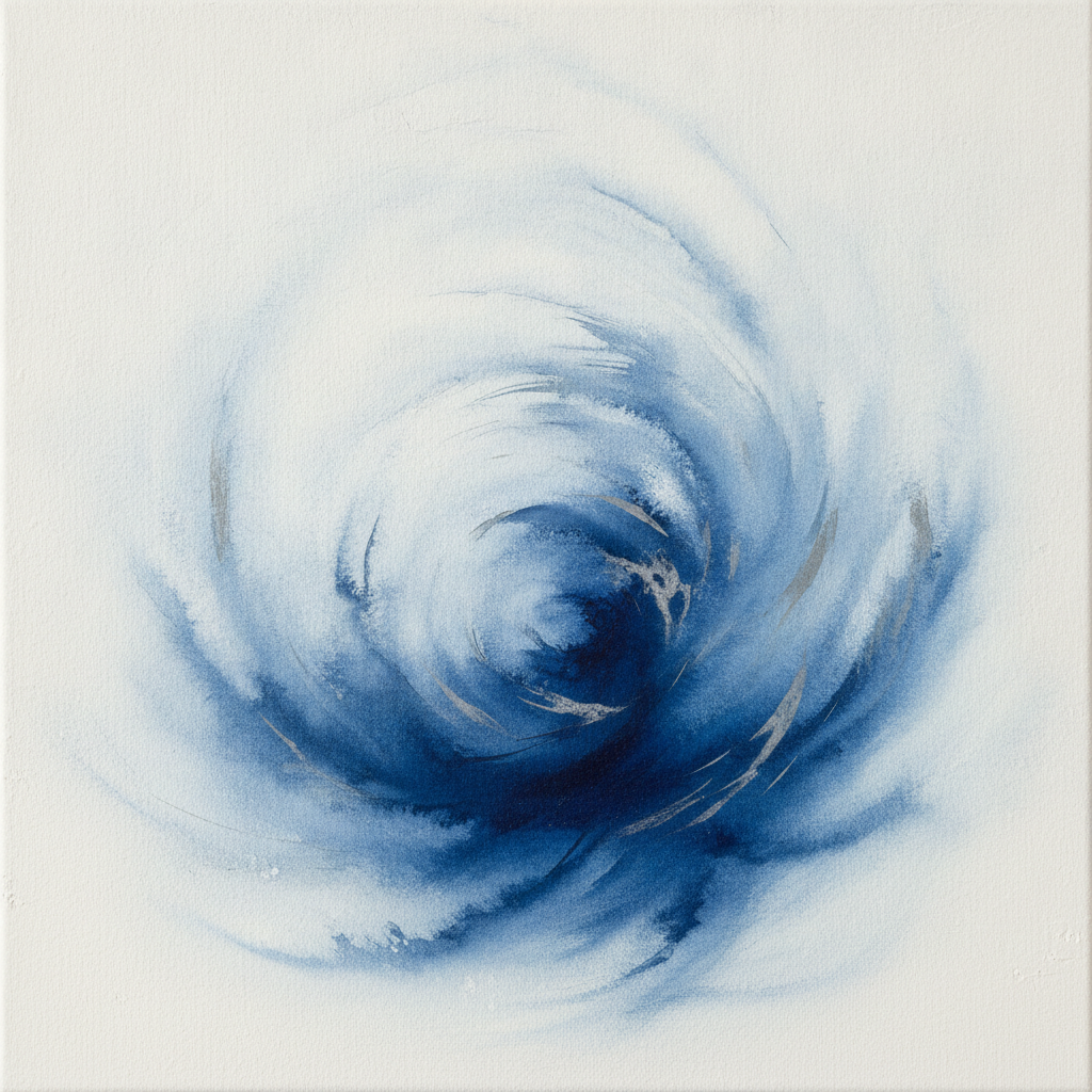 Abstract art of a serene, quiet space contrasting with blurred, distant activity, symbolizing inner peace.