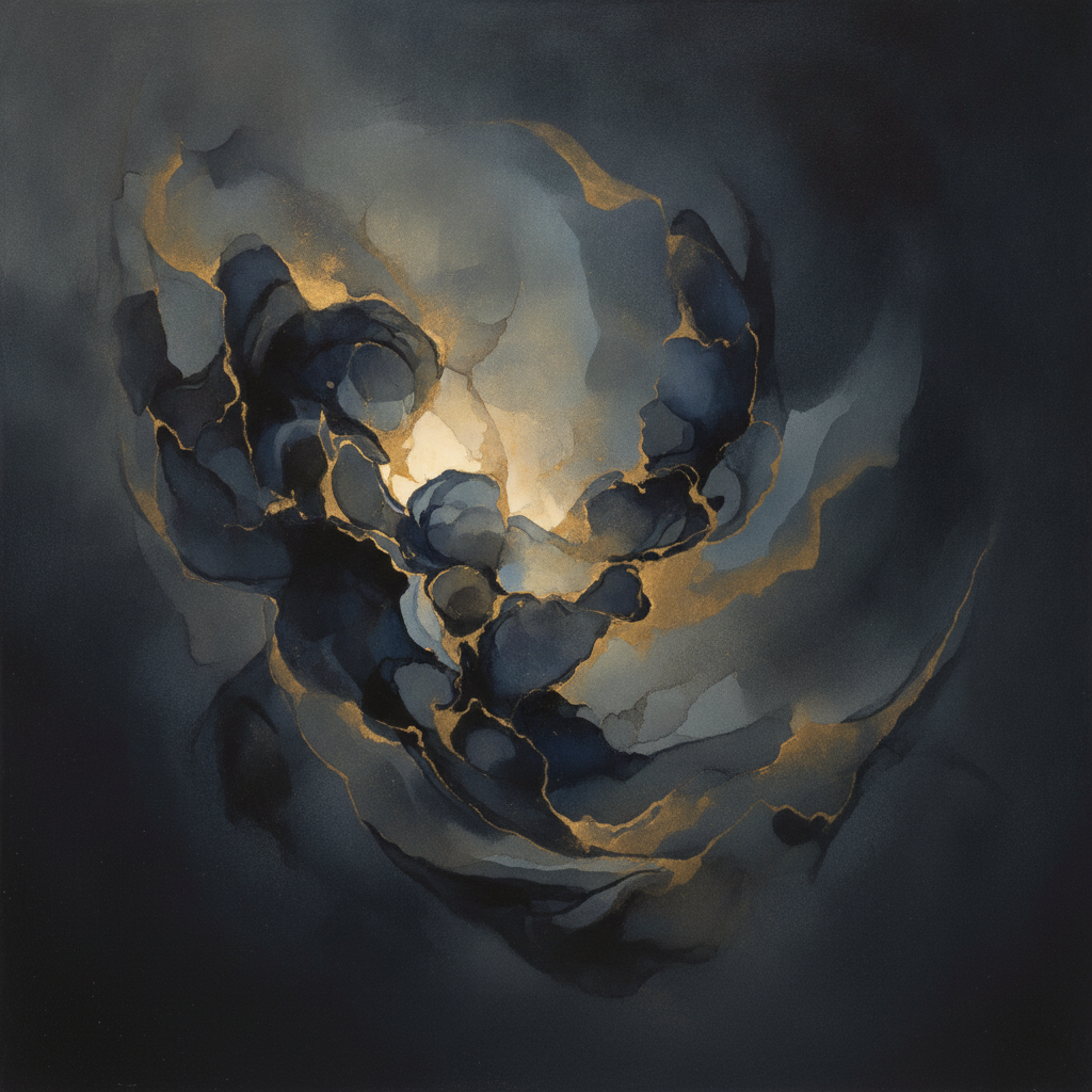 Abstract artwork depicting swirling colors and light, representing the mind, time, and personal transformation.