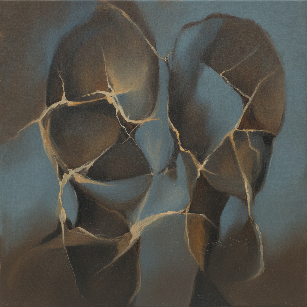 Abstract image of intertwined roots and branches, symbolizing enduring trauma, growth, and integrated healing.