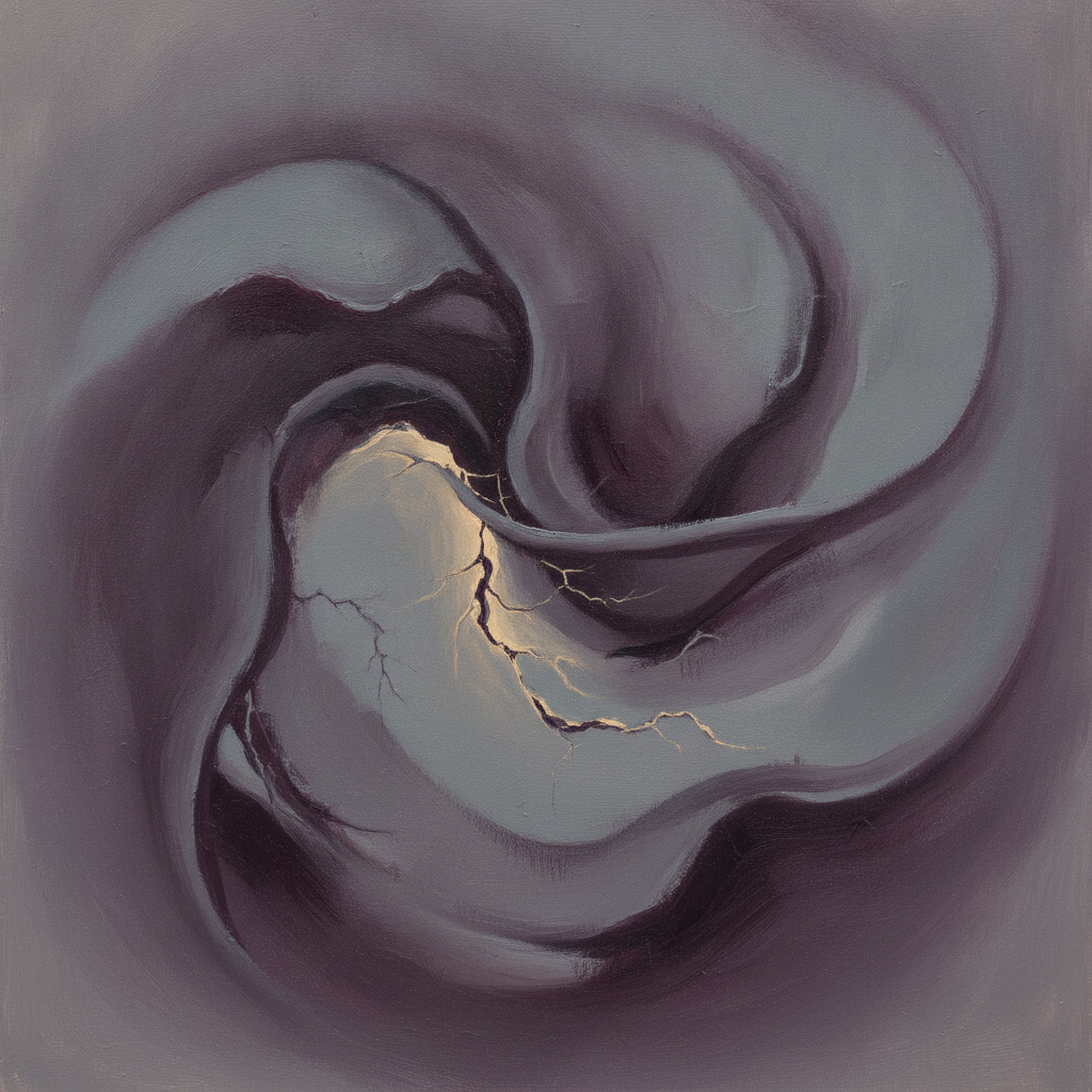 Abstract art showing a person's inner struggle with past trauma and the path to healing.