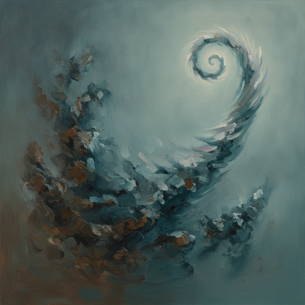 Abstract art of a fading hand trying to hold back a rising figure, representing parental control and child growth.