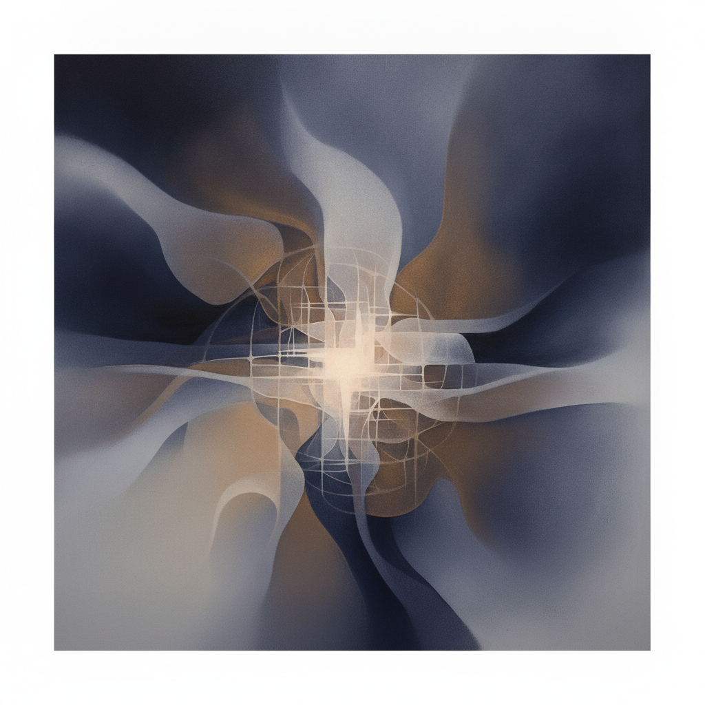 Abstract image of interlocking gears and organic shapes, symbolizing the hidden mechanics of life and the body.