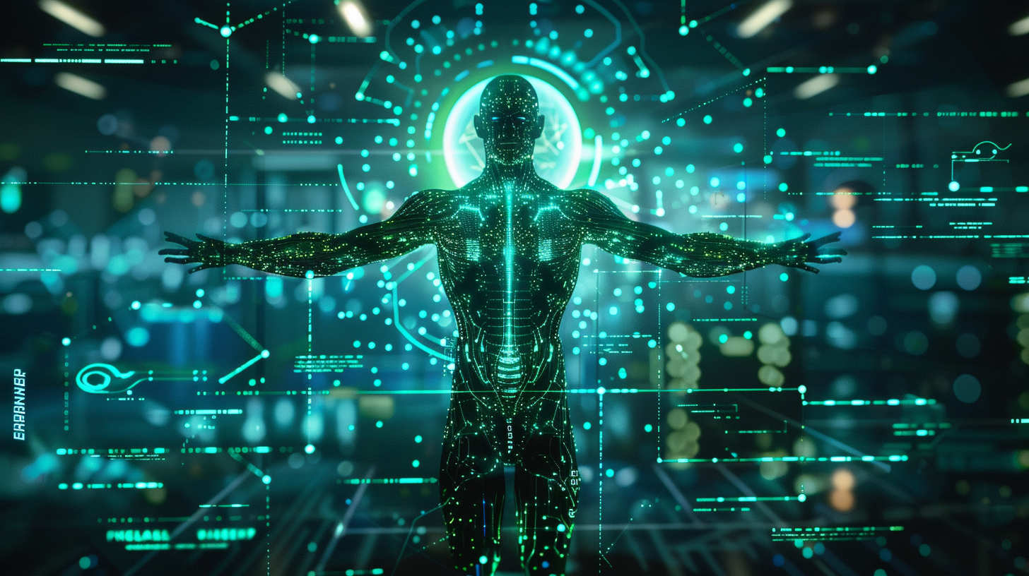 Abstract image of a person's silhouette struggling against a complex, broken medical system, representing misunderstood