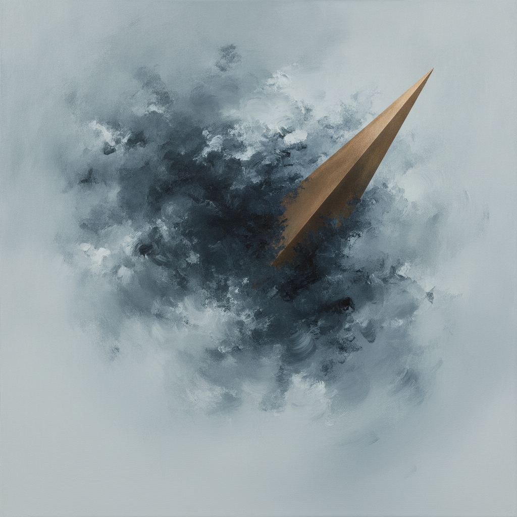 Abstract depiction of a fragmented, glowing screen dissolving into a solid, purposeful path leading to a distant horizon