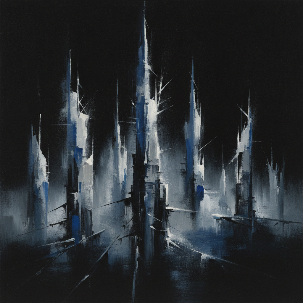 Abstract art representing human intellect questioning established beliefs and seeking truth.