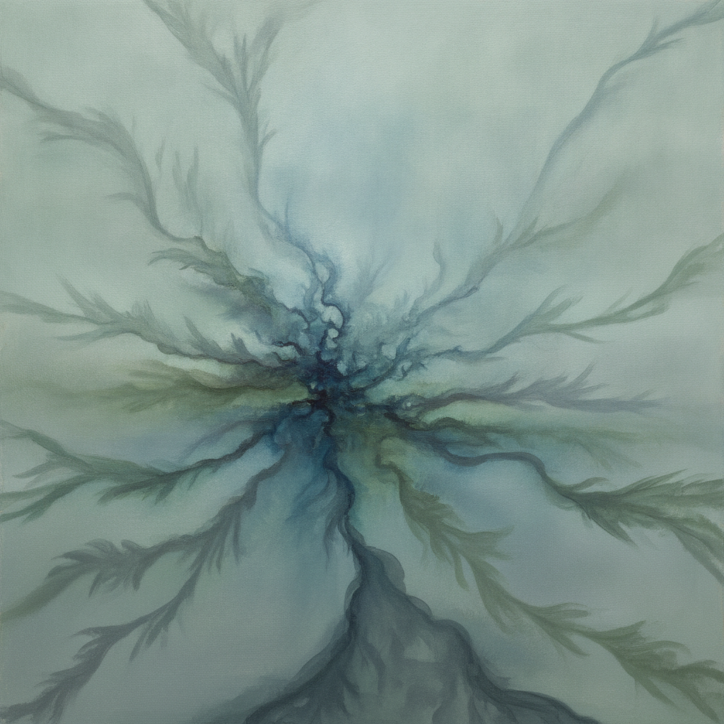 Abstract graphic showing DNA strands branching out into complex, interwoven patterns, symbolizing potential and external