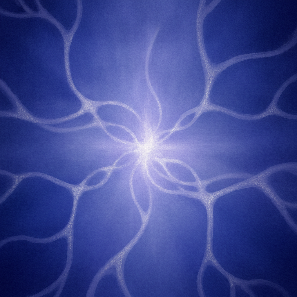 Abstract art showing a human figure interacting with flowing patterns of time and space, symbolizing the observer's impa