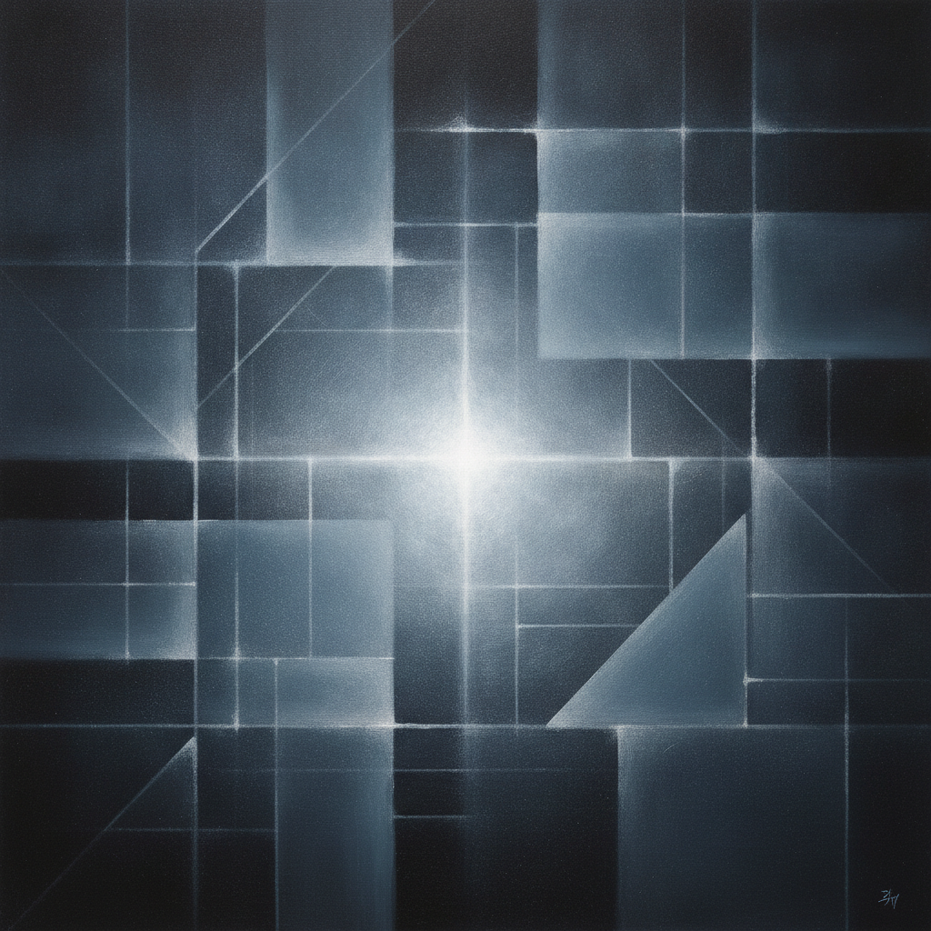 Abstract visual of intersecting lines and glowing points representing market signals and hidden truths.