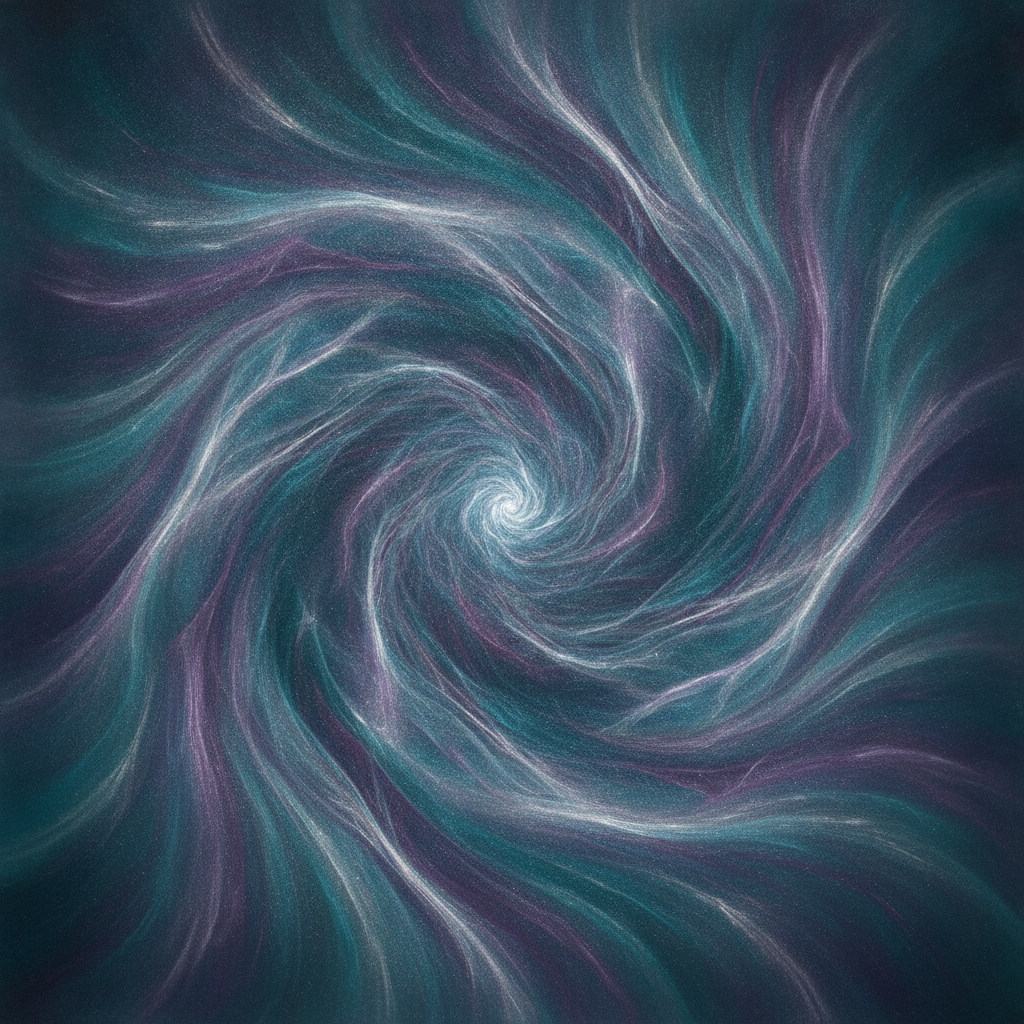Abstract image of interconnected light patterns representing perception, time, and the observer's influence on reality.