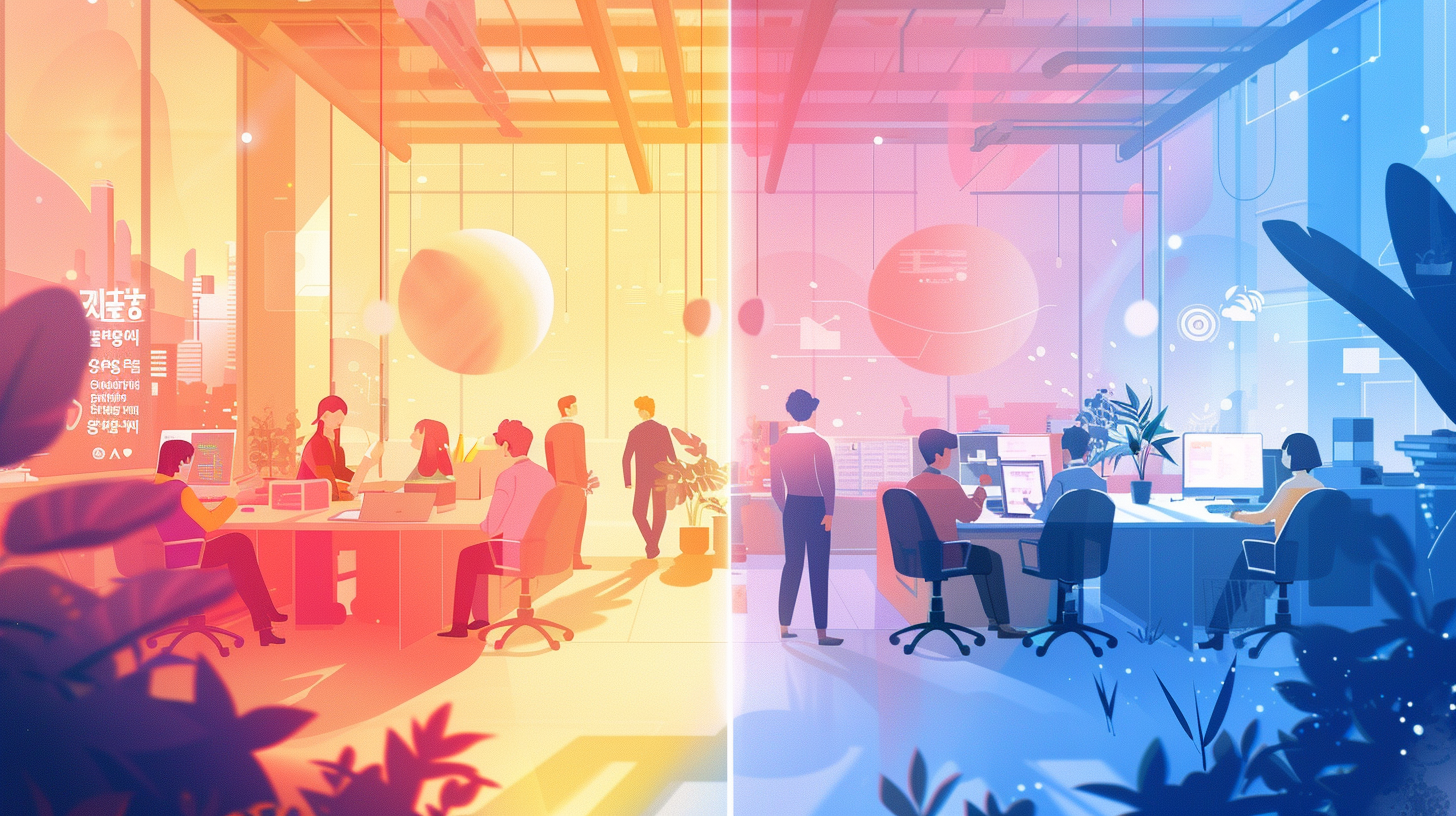 Abstract visualization of the unseen forces and paradoxes shaping contemporary work life and career paths.