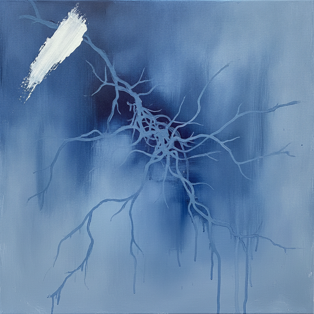 Abstract art showing neural pathways, some dimly lit, others vibrant, suggesting emotional connection and recovery.